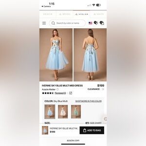 NWT Sky Blue Multi Midi Dress (Size 10)